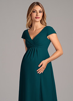 Azazie Allessia Maternity Bridesmaid Dresses A-Line Pleated Chiffon Floor-Length Dress image6