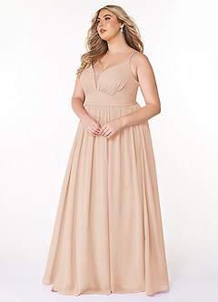Azazie Rayna Bridesmaid Dresses English Rose A-Line V-Neck Pleated Chiffon Dress image9
