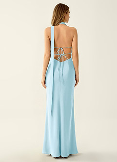 Wrenllien Sky Blue Satin Prom Dress image2
