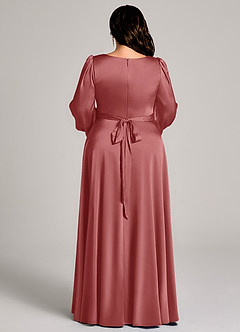 Azazie Leonia Robes de demoiselle d'honneur Robe Trapèze en Satin extensible Manche longue Antique Rose image13