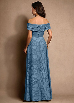 Azazie New Britain Mère de la mariée Robes Robe Trapèze en Blumen-Burnout Plissée Acier Bleuté image3