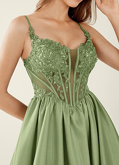 Halley Basil V-neck lace Corset A-line Prom Dress image6