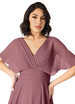 Azazie Pamela Bridesmaid Dresses Amethyst A-Line V-Neck Pleated Chiffon Dress image4