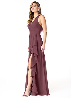 Azazie Aviv Bridesmaid Dresses Sangria A-Line Pleated Chiffon Dress image3