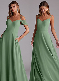 Azazie Marley Bridesmaid Dresses Matcha A-Line Off the Shoulder Chiffon Convertible Dress image8