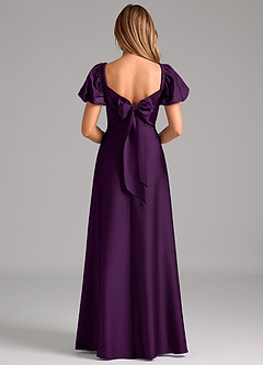 Azazie Fatima Bridesmaid Dresses Grape A-Line Pleated Stretch Satin Dress image6
