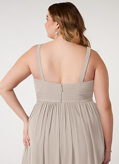 Azazie Chanel Brautjungfernkleider A-Linie Plissee Chiffon Kleid Frost image11