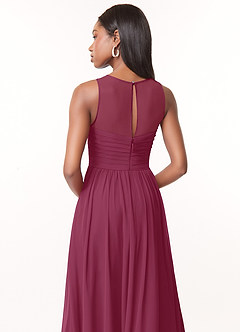 Azazie Nina Bridesmaid Dresses Mulberry A-Line Pleated Chiffon Dress image3