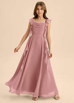 Azazie Carmin Junior Dusty Rose A-Line Ruched Chiffon Dress image1