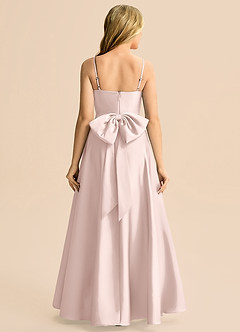 Azazie Rumi Junior Blushing Pink A-Line Pleated Stretch Satin Dress image2