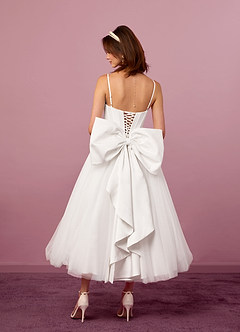 Barbie ♥ Azazie Wedding Dresses Diamond White A-Line Pleated Tulle Dress image3