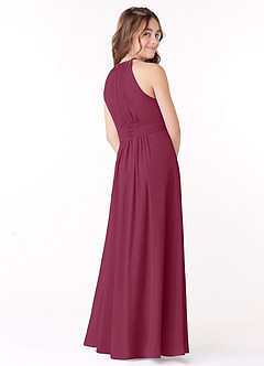 Azazie Bonnie Junior Mulberry A-Line Pleated Chiffon Dress image3