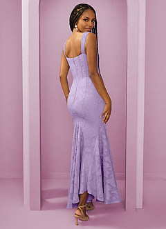 Barbie ♥ Azazie Vestidos de damas de honor Vestido de Lila de Devorado Floral de Corte Recto con Corte Lateral image2
