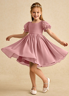 Azazie Jolie Blumenmädchenkleider A-Linie mit ärmel Chiffon Kleid Altrosa image3