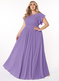 Azazie Daphne Modest Bridesmaid Dresses A-Line Ruffled Chiffon Floor-Length Dress image6