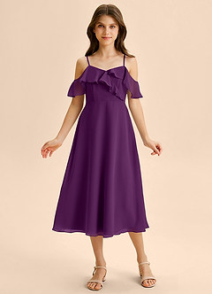 Azazie Kamilla Junior Klä av A-Line i Chiffong Av axeln image6