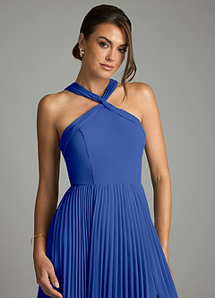 Azazie Afra Abiti da Damigella Abito A-Line in Chiffon Plissettato Blu Reale image5