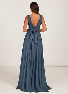 Azazie Gertrude Bridesmaid Dresses Neptune A-Line Lace Chiffon Dress image3