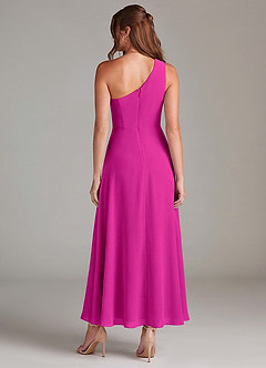 Azazie Brooke Robes de demoiselle d'honneur Robe Trapèze en Mousseline de soie Une épaule Fuchsia image5