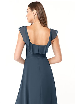 Azazie Jinny Bridesmaid Dresses Neptune A-Line Square Neckline Ruched Chiffon Dress image6