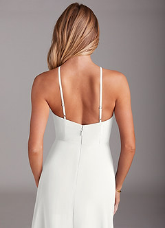 Azazie Bailey Abiti da Damigella Abito A-Line in Chiffon con Scollo Halter e Spacco Laterale Bianco image8
