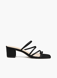 front Matching Color Matte Satin Strap Low Heel Sandals