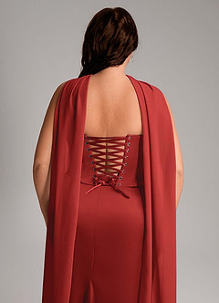 Azazie Sorrel Bridesmaid Dresses Pomegranate Mermaid Strapless Stretch Satin Convertible Dress image14