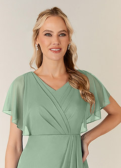 Azazie Waverly Vendita Finale Abito Tubino in Maglia Plissettato Dusty Blue image6