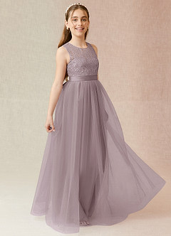 Azazie Georgette Junior Dusk A-Line Lace Tulle Dress image4