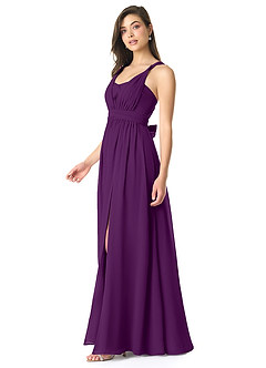 Azazie Olani Robes de demoiselle d'honneur Robe Trapèze Convertible en Mousseline de soie Épaule décolletée Grain De Raisin image4
