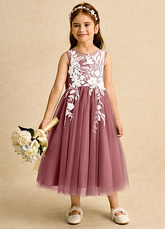 Azazie Sundae Blumenmädchenkleider Ballkleid Spitze Kleid Amethyst image3