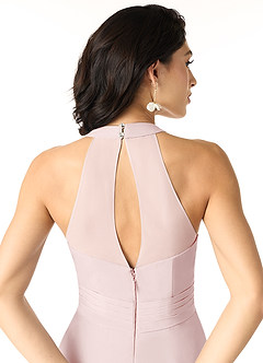 Azazie Danica Bridesmaid Dresses Blushing Pink A-Line Pleated Chiffon Dress image5