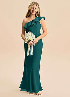 Azazie Alissa Junior Peacock A-Line Ruched Chiffon Dress image4