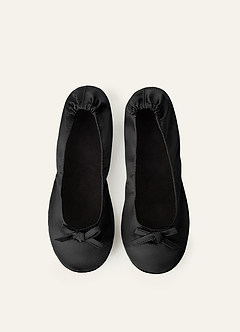 front Matching Color Metallic Satin Ballet Flats Rescue Flats Roll Up Ballet Flats for Weddings