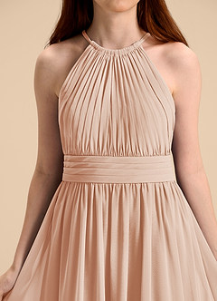 Azazie Malone Junior Abito A-Line in Chiffon Plissettato Rosa Inglese image8