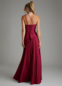 Azazie Holly Bridesmaid Dresses Burgundy A-Line Corset Chiffon Dress image2