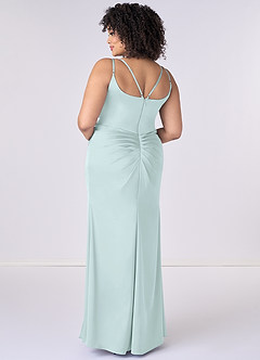 Barbie ♥ Azazie Final Sale Barbie Pink Mermaid Pleated Stretch Satin Dress image2