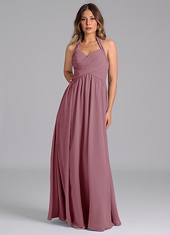 Azazie Darlyn Bridesmaid Dresses Vintage Mauve A-Line Pleated Chiffon Dress image5