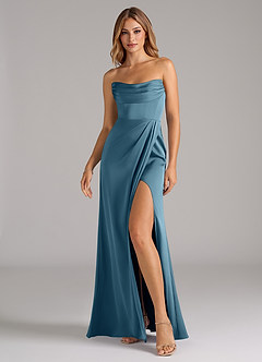 Azazie Johana Robes de demoiselle d'honneur Robe Sirène Convertible en Satin extensible Épaule décolletée Bermude image6