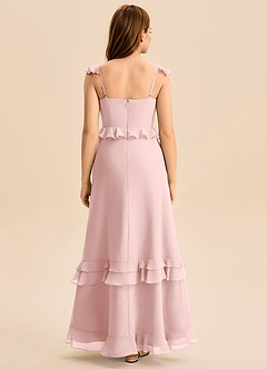 Azazie Tavie Junior Powder Pink A-Line Ruched Chiffon Dress image2