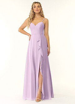Azazie Naeem Bridesmaid Dresses Frosted Lilac A-Line V-Neck Ruffle Chiffon Dress image1