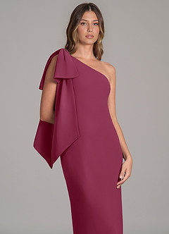 Azazie Capri Bridesmaid Dresses Mulberry A-Line One Shoulder Chiffon Dress image7