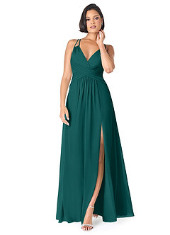 Azazie Farren Bridesmaid Dresses Peacock A-Line Pleated Chiffon Convertible Dress image1
