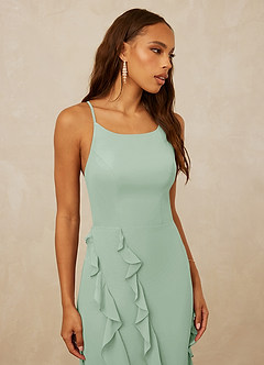Christian Siriano Bridal for Azazie 1006 Bridesmaid Dresses Agave Mermaid Ruched Chiffon Dress image6
