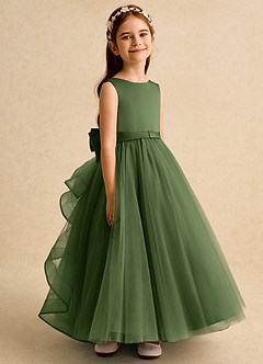 Azazie Lior Robe Demoiselle D'honneur Fillette Robe Princesse en Tulle Plissée Olive image3