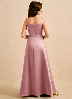 Azazie Emiko Girls Formal Abiti da Ragazza di Fiori Abito A-Line in Raso Opaco Plissettato Rosa Polverosa image2