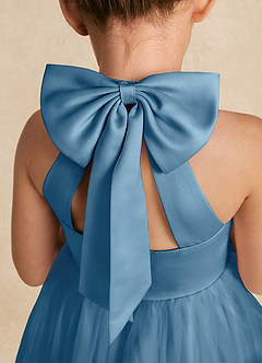 Azazie Bev Flower Girl Dresses Steel Blue A-Line Convertible Tulle Dress image5