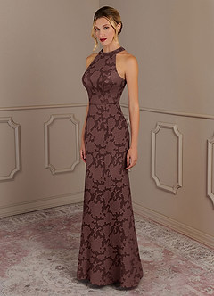 Azazie Tyra Mother of the Bride Dresses Espresso Mermaid Floral Burnout Dress image2