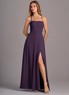 Azazie Carolyn Brudtärnklänningar Klänning av A-Linje i Chiffong Plisserad Plommon image5