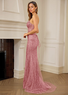 Katheron Pink Beading Tulle Mermaid Corset Prom Dress image5